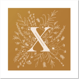 Botanical Letter X (Mustard Yellow) Posters and Art